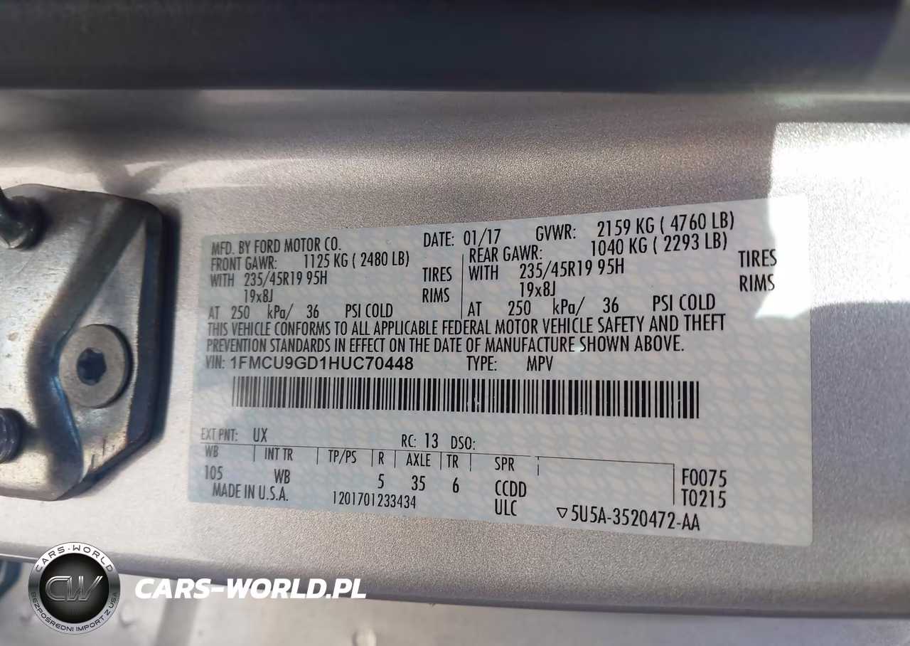2017 Ford Escape Se VIN:1FMCU9GD1HUC70448 - 9