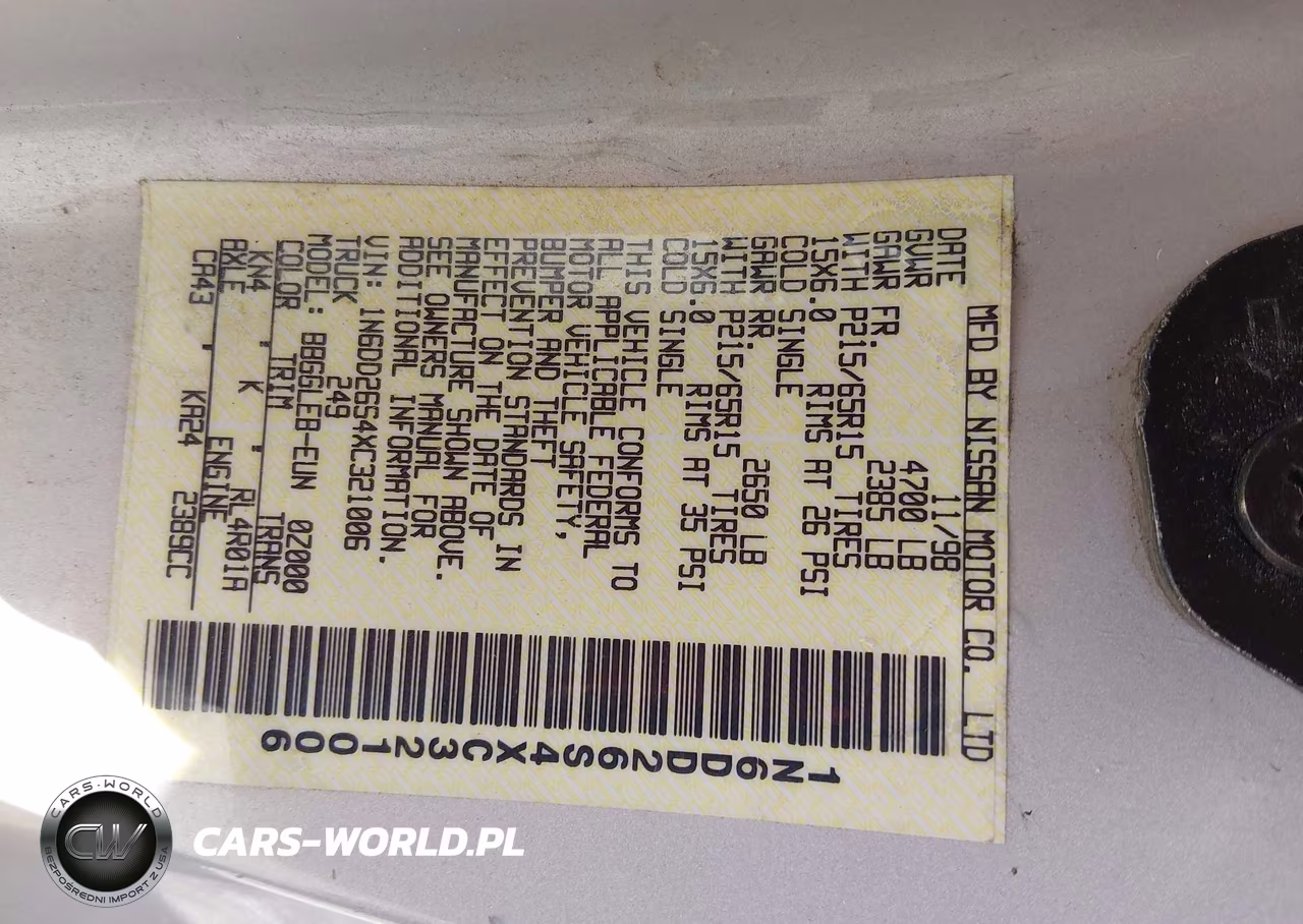 1999 Nissan Frontier Se-Xe VIN:1N6DD26S4XC321006 - 9