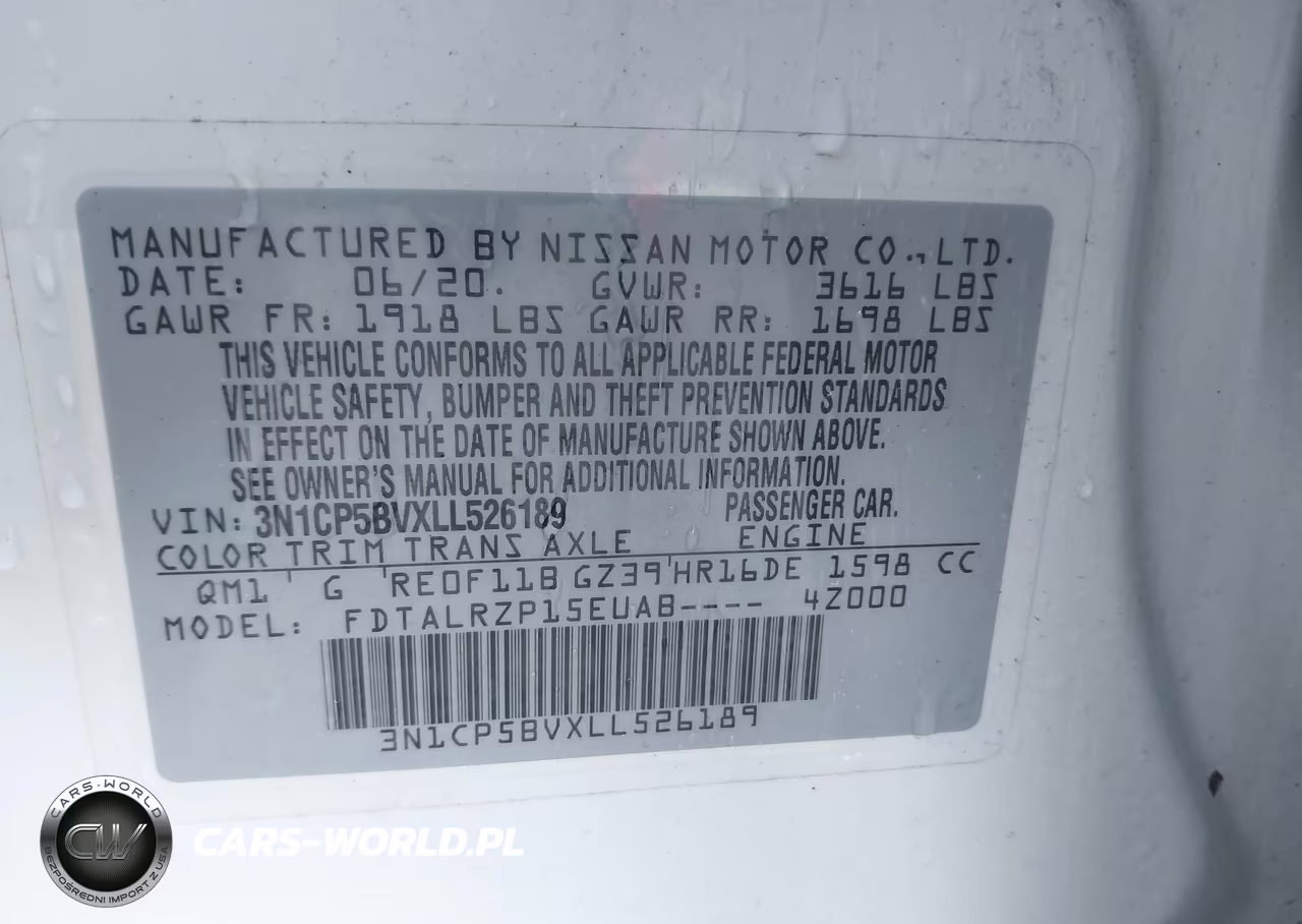 2020 Nissan Kicks S Xtronic Cvt VIN:3N1CP5BVXLL526189 - 9
