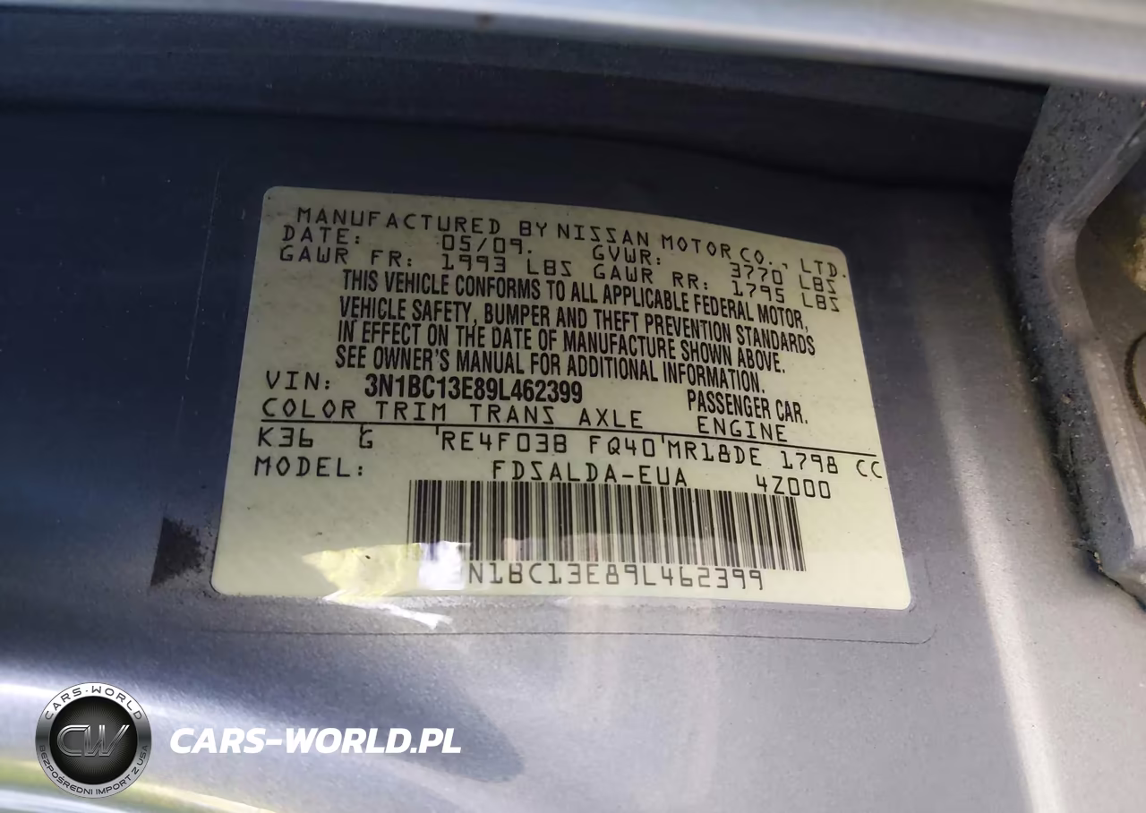 2009 Nissan Versa 1.8S VIN:3N1BC13E89L462399 - 9