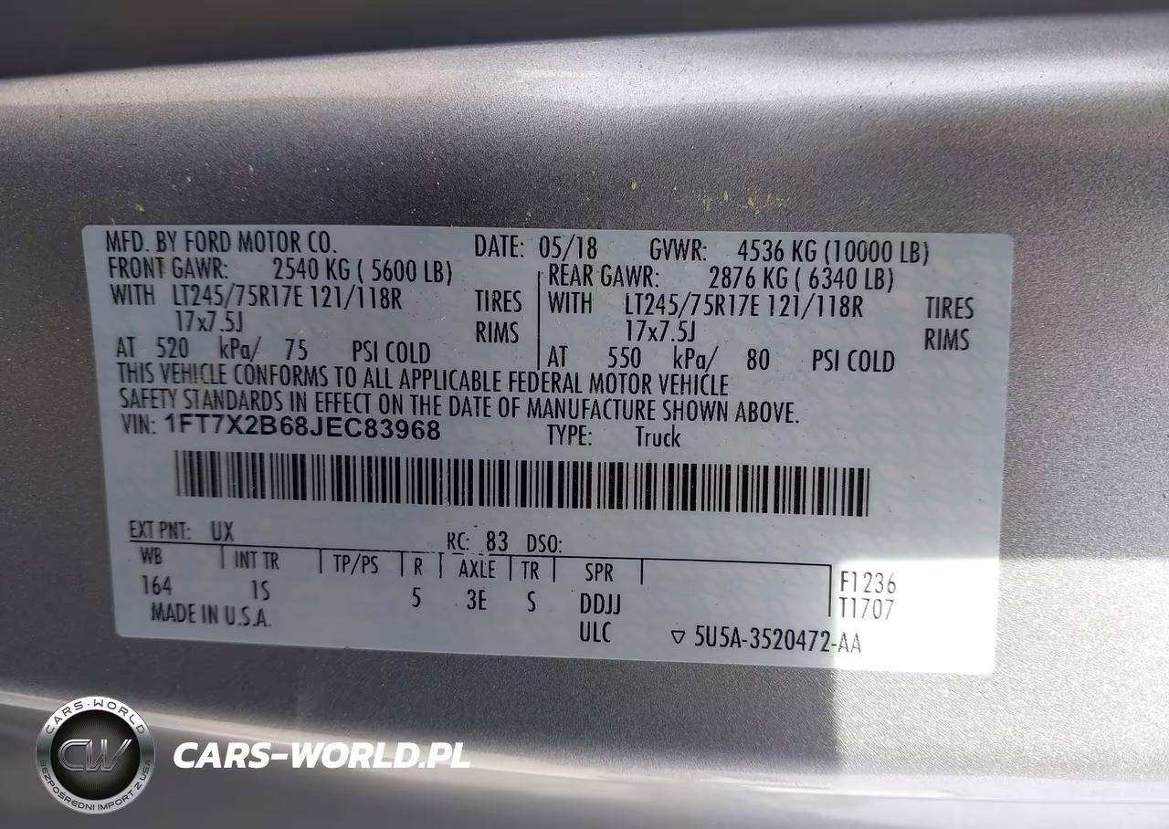 2018 Ford F-250 Xl VIN:1FT7X2B68JEC83968 - 9