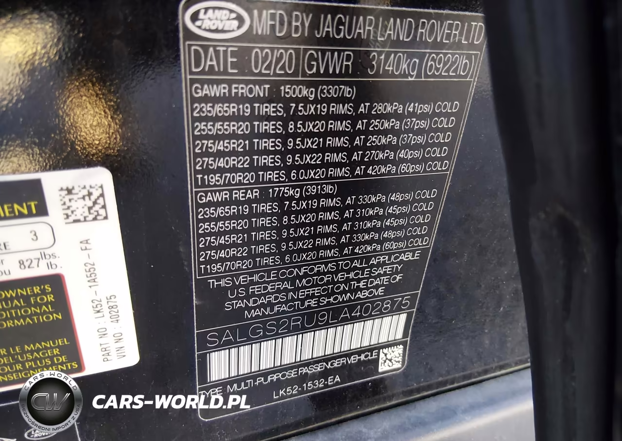 2020 Land Rover Range Rover Hse VIN:SALGS2RU9LA402875 - 9