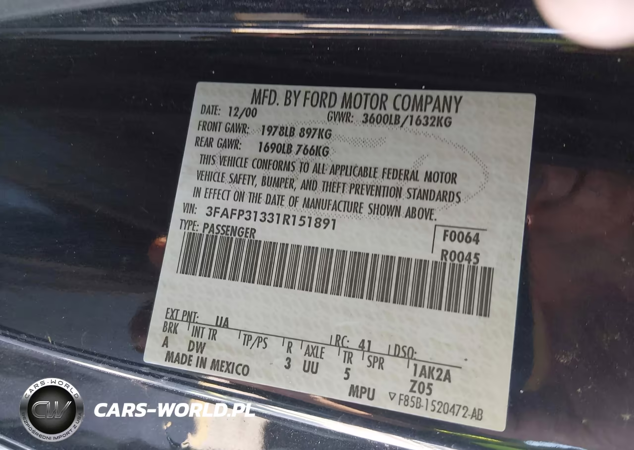 2001 Ford Focus Zx3 VIN:3FAFP31331R151891 - 9