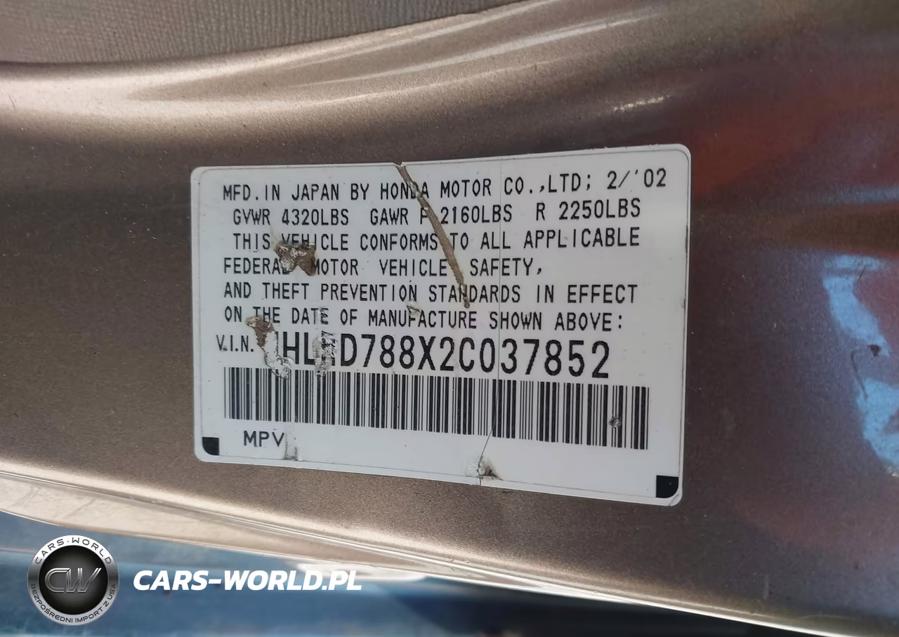 2002 Honda Cr-V Ex VIN:JHLRD788X2C037852 - 9