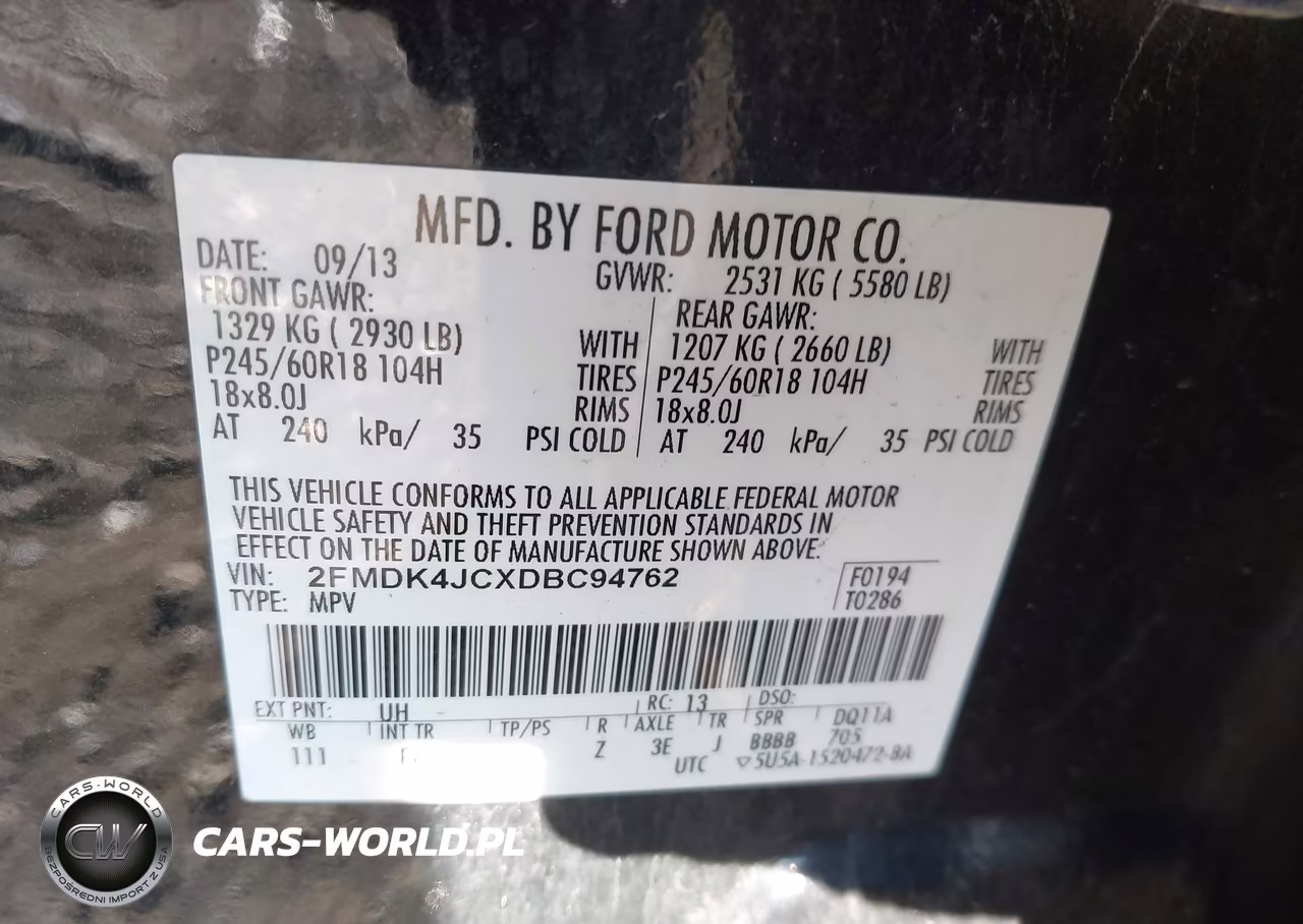 2013 Ford Edge Sel VIN:2FMDK4JCXDBC94762 - 9