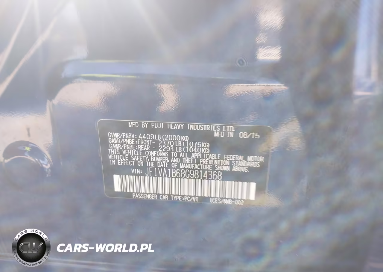 2016 Subaru Wrx VIN:JF1VA1B68G9814368 - 9