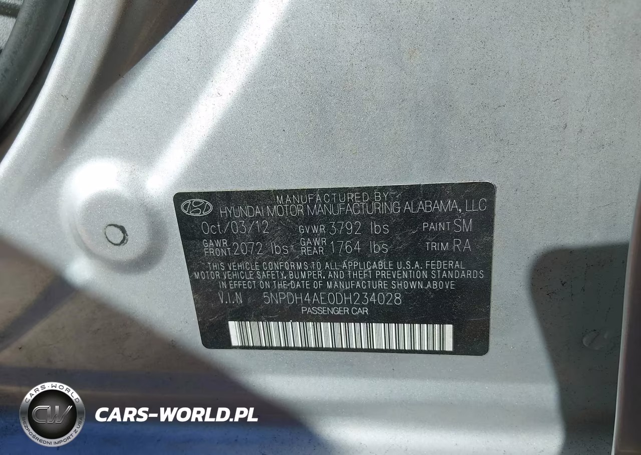 2013 Hyundai Elantra Gls VIN:5NPDH4AE0DH234028 - 9