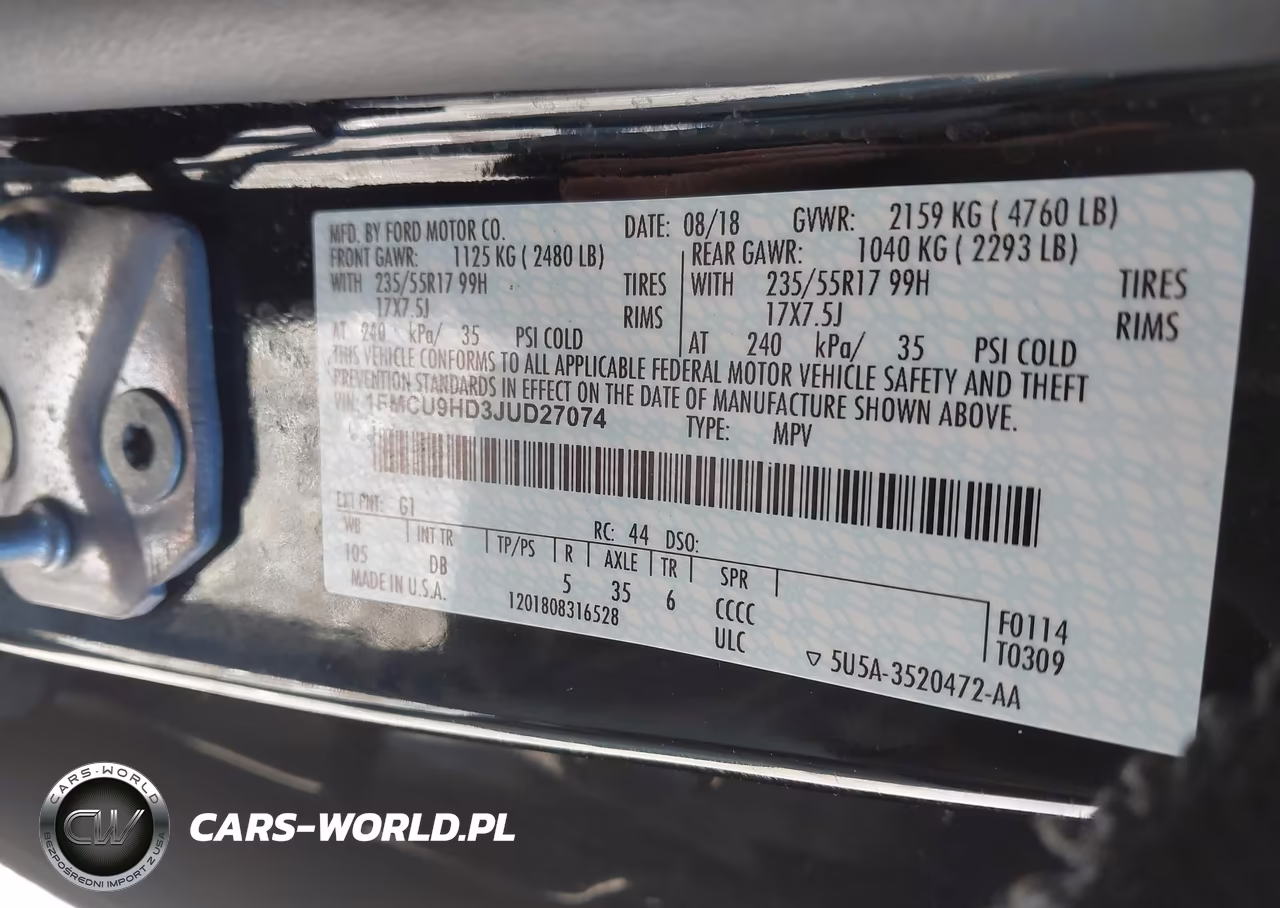 2018 Ford Escape Sel VIN:1FMCU9HD3JUD27074 - 9