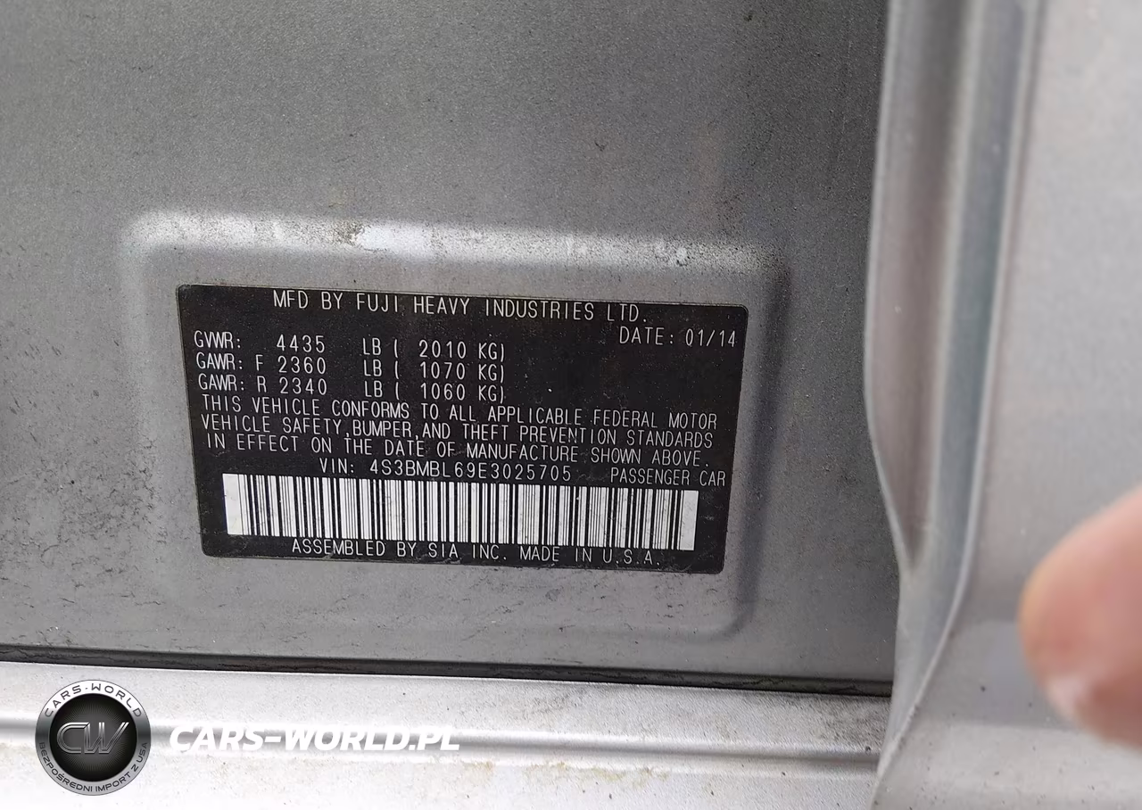 2014 Subaru Legacy 2.5I Limited VIN:4S3BMBL69E3025705 - 9