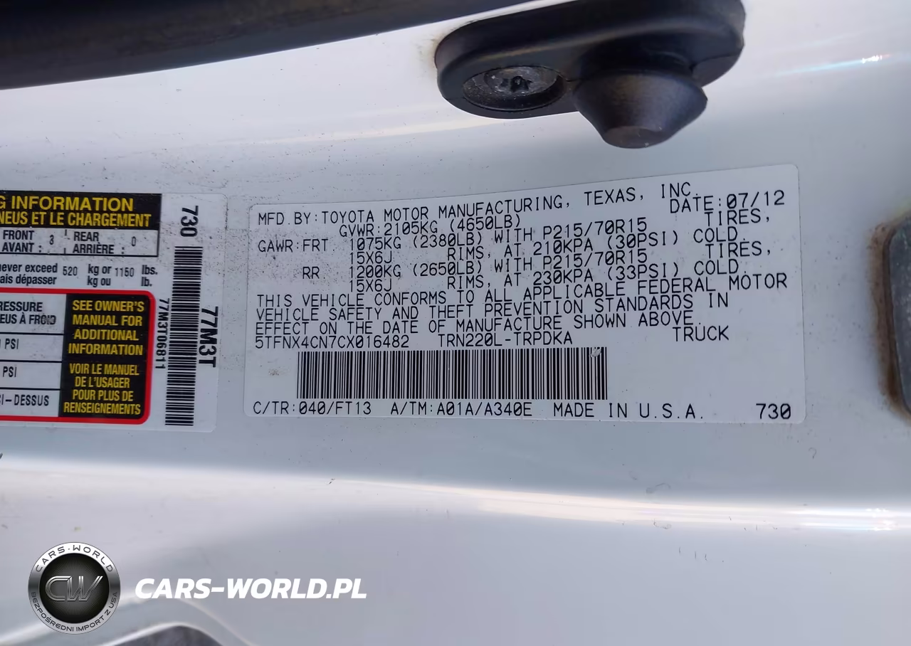 2012 Toyota Tacoma VIN:5TFNX4CN7CX016482 - 9