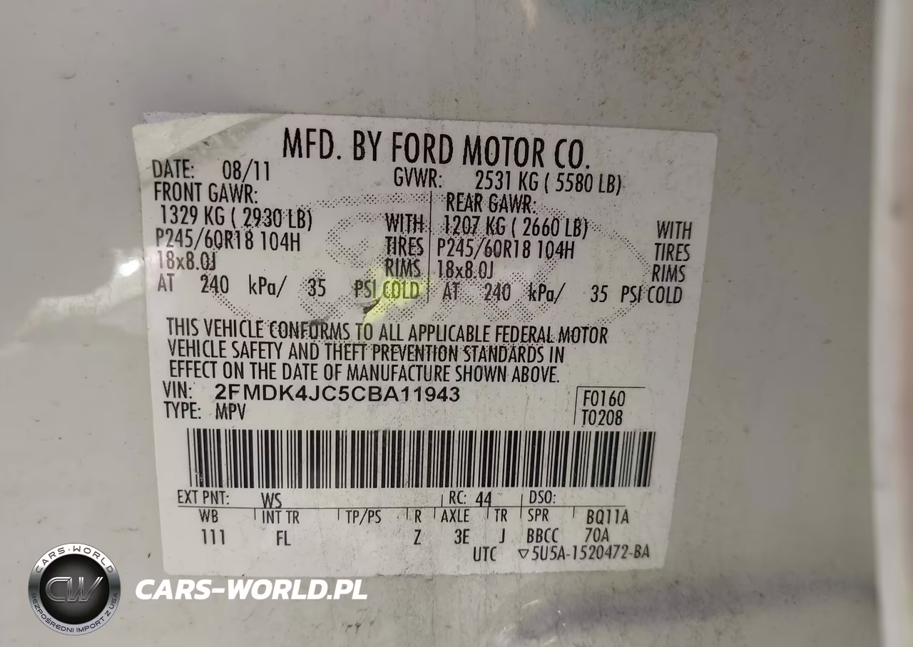2012 Ford Edge Sel VIN:2FMDK4JC5CBA11943 - 9