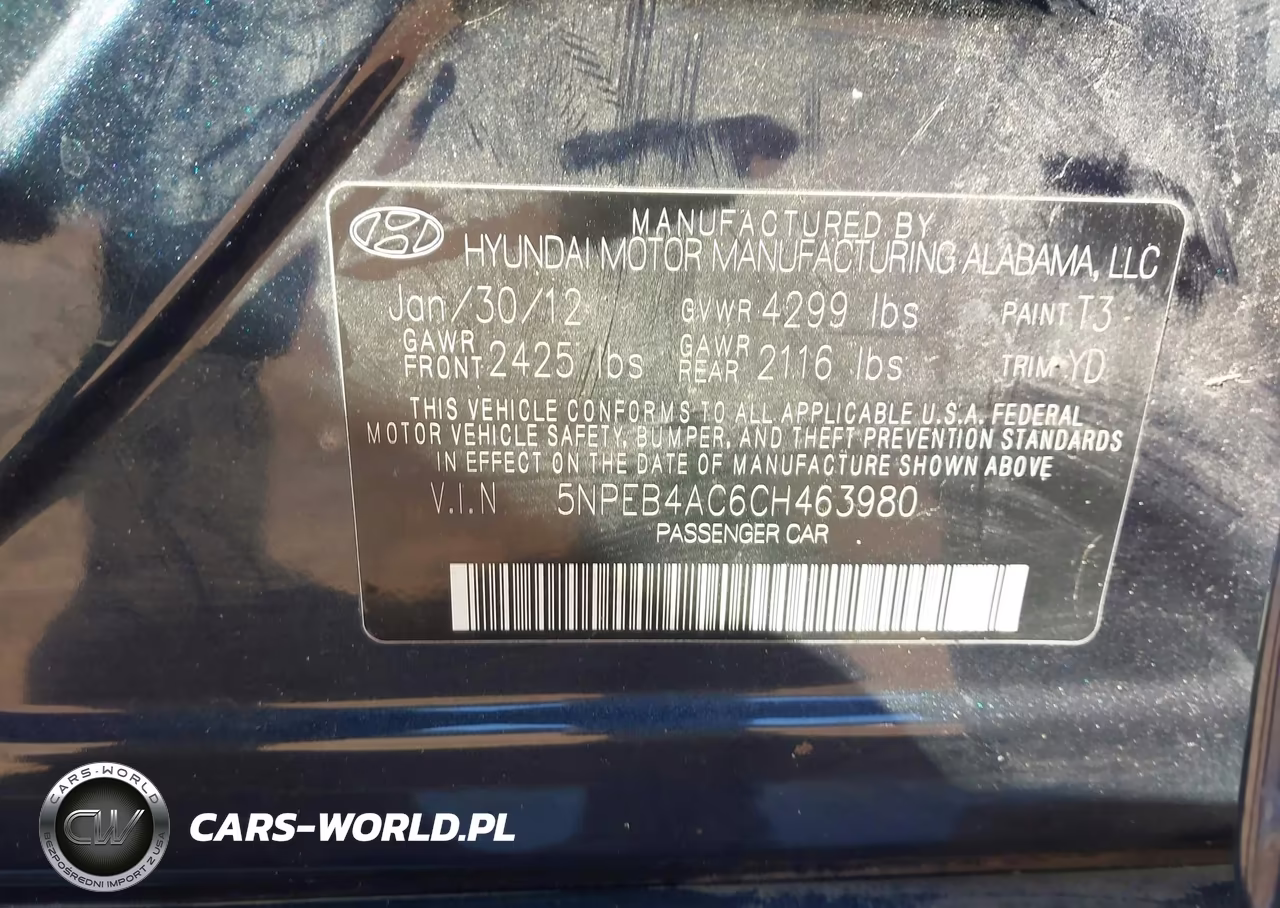 2012 Hyundai Sonata Gls VIN:5NPEB4AC6CH463980 - 9