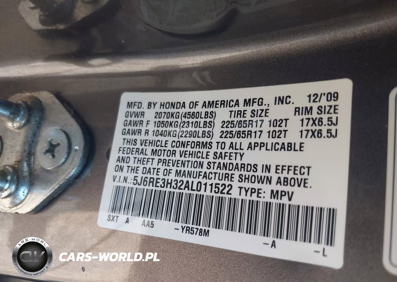 2010 Honda Cr-V Lx VIN:5J6RE3H32AL011522 - 9