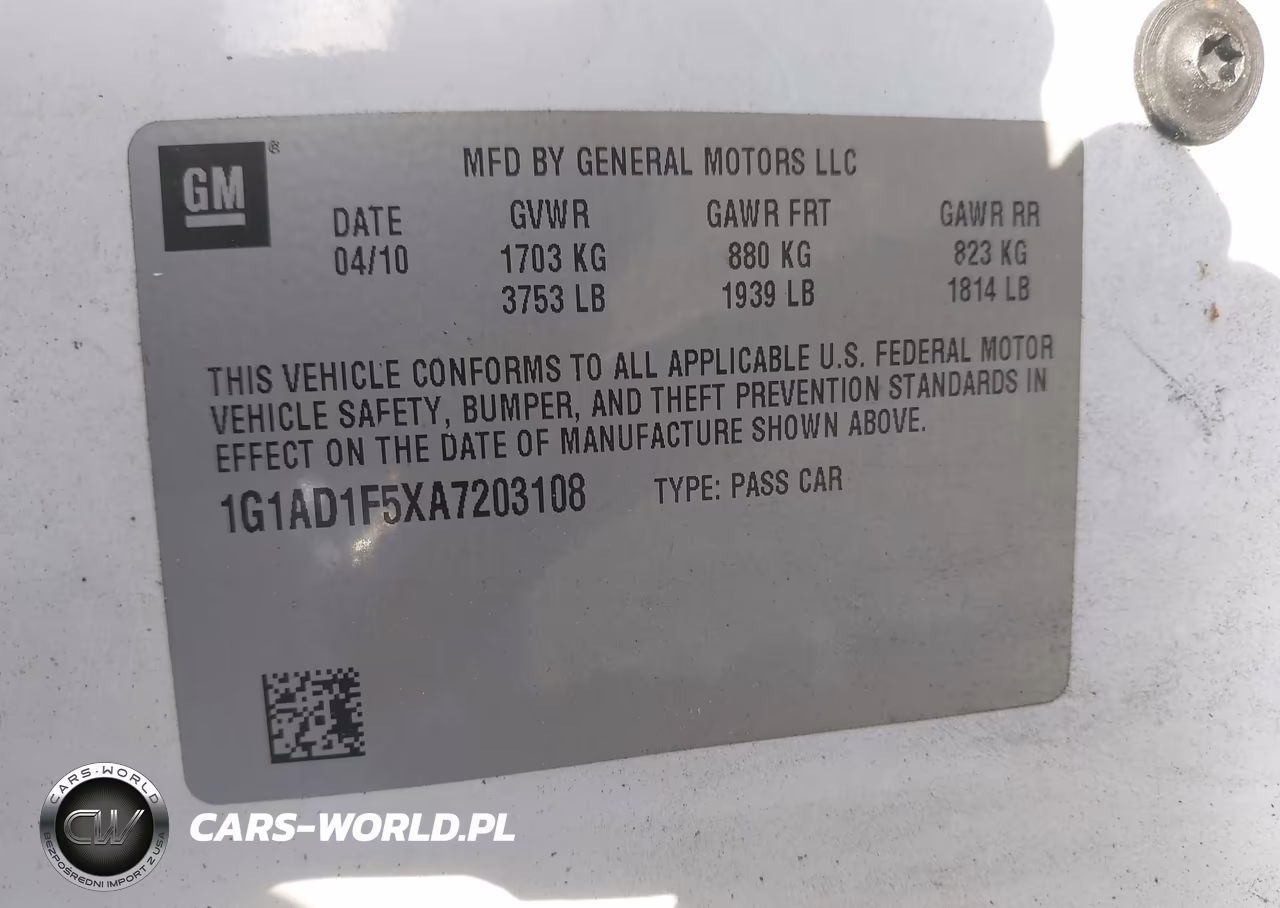 2010 Chevrolet Cobalt Lt VIN:1G1AD1F5XA7203108 - 9