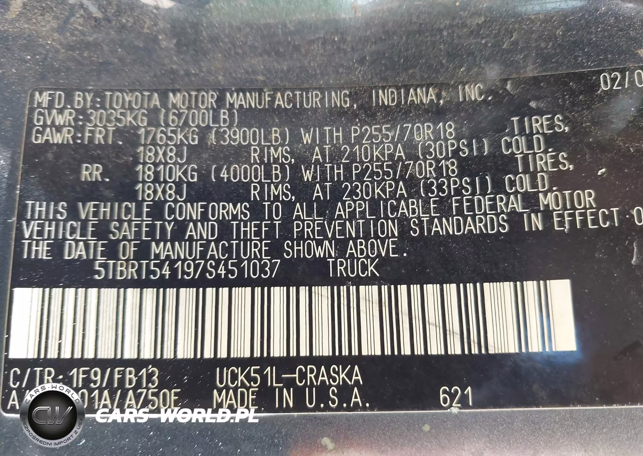 2007 Toyota Tundra Sr5 4.7L V8 VIN:5TBRT54197S451037 - 9