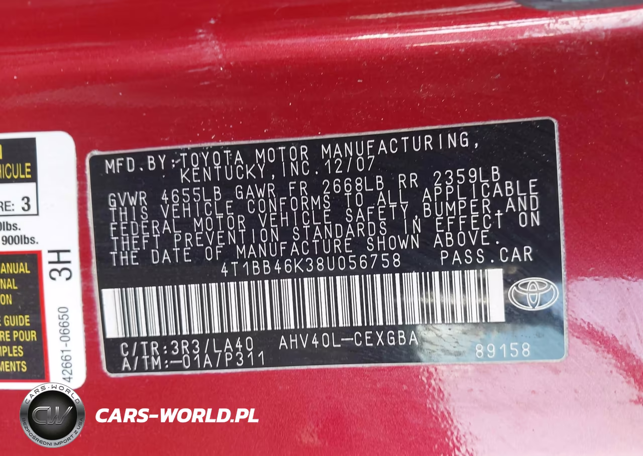 2008 Toyota Camry Hybrid VIN:4T1BB46K38U056758 - 9