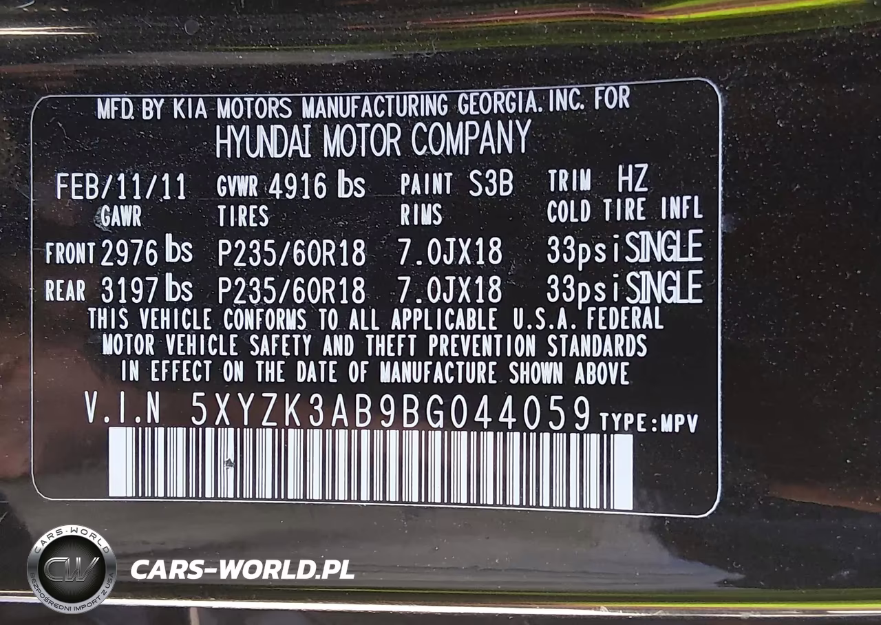 2011 Hyundai Santa Fe Limited VIN:5XYZK3AB9BG044059 - 9