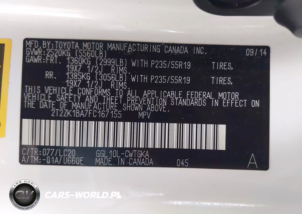 2015 Lexus Rx 350 VIN:2T2ZK1BA7FC167155 - 9
