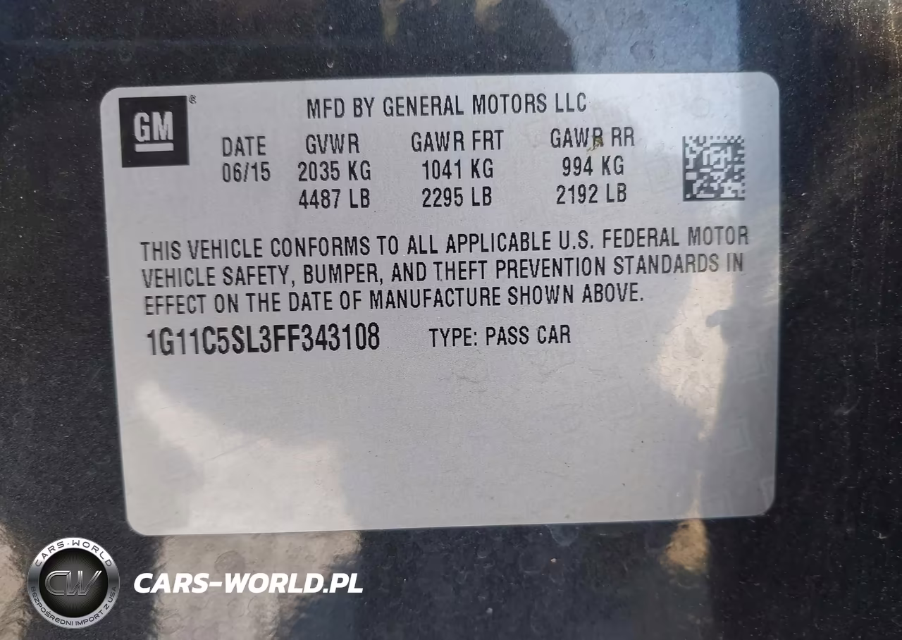 2015 Chevrolet Malibu 1Lt VIN:1G11C5SL3FF343108 - 9