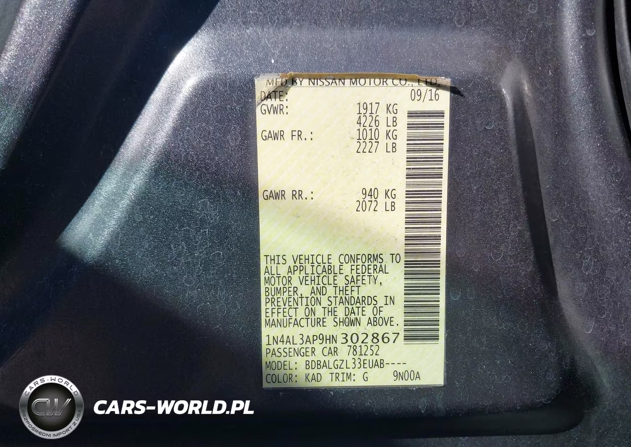2017 Nissan Altima 2.5 S VIN:1N4AL3AP9HN302867 - 9