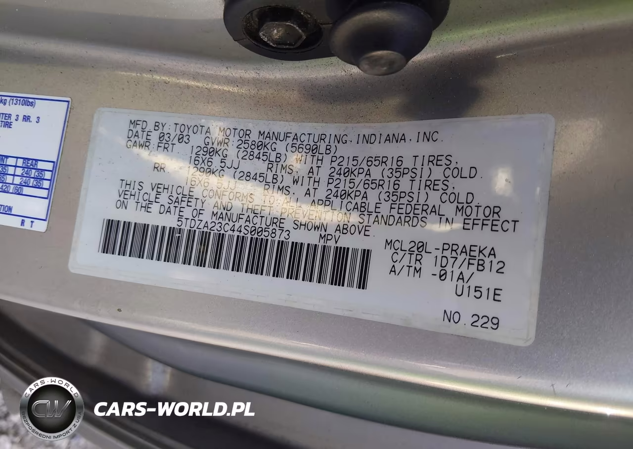 2004 Toyota Sienna Le VIN:5TDZA23C44S005873 - 9