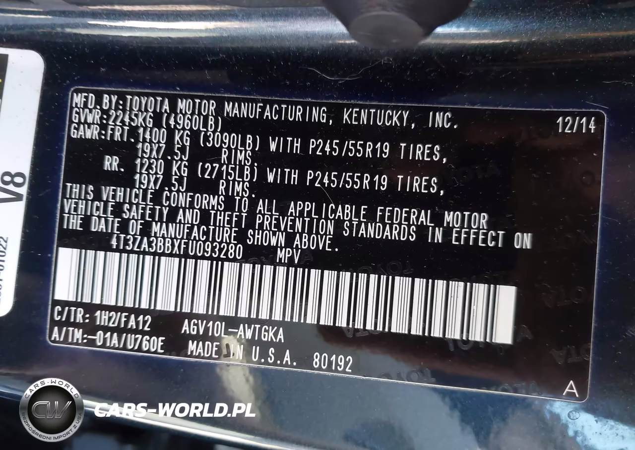 2015 Toyota Venza Le VIN:4T3ZA3BBXFU093280 - 9
