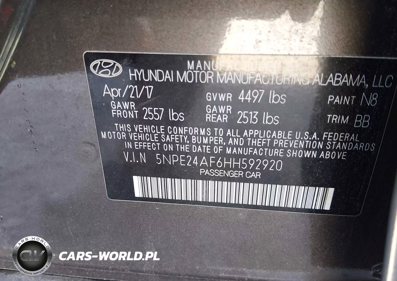2017 Hyundai Sonata VIN:5NPE24AF6HH592920 - 9