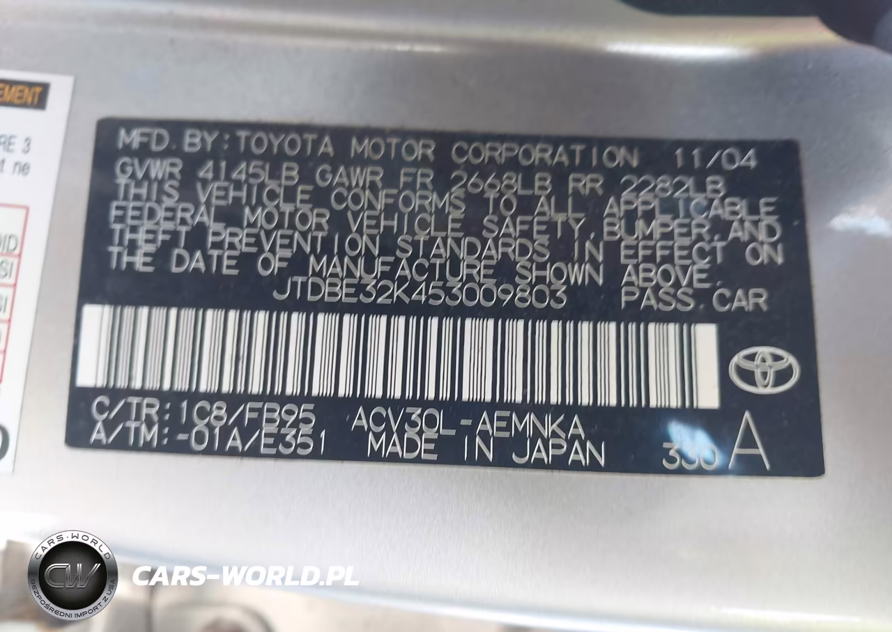 2005 Toyota Camry Std VIN:JTDBE32K453009803 - 9