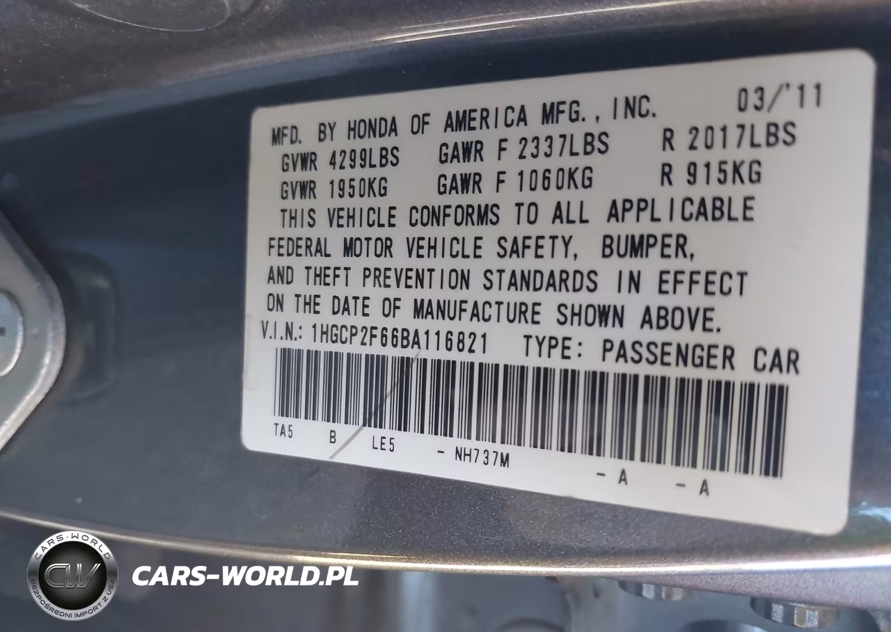 2011 Honda Accord 2.4 Se VIN:1HGCP2F66BA116821 - 9