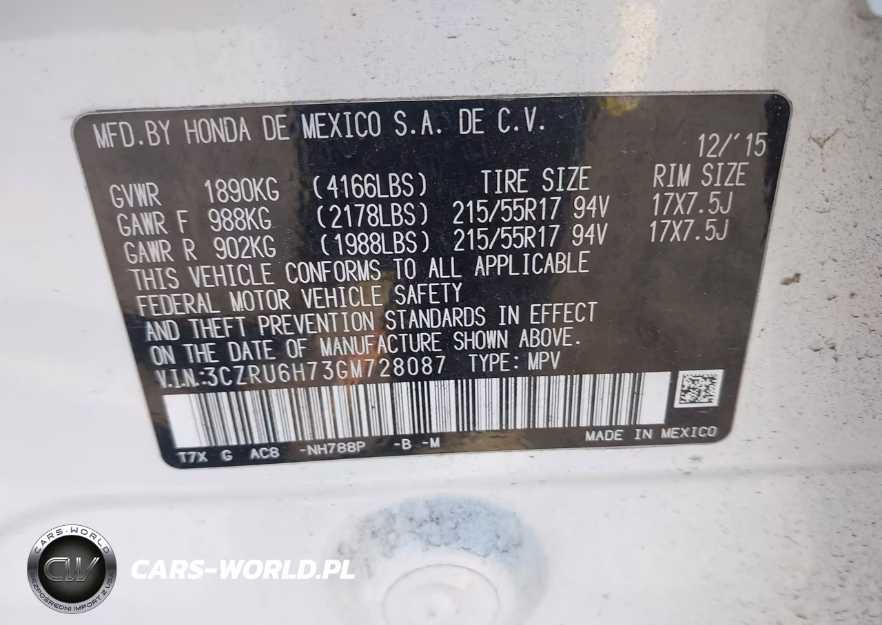2016 Honda Hr-V Ex-L VIN:3CZRU6H73GM728087 - 9