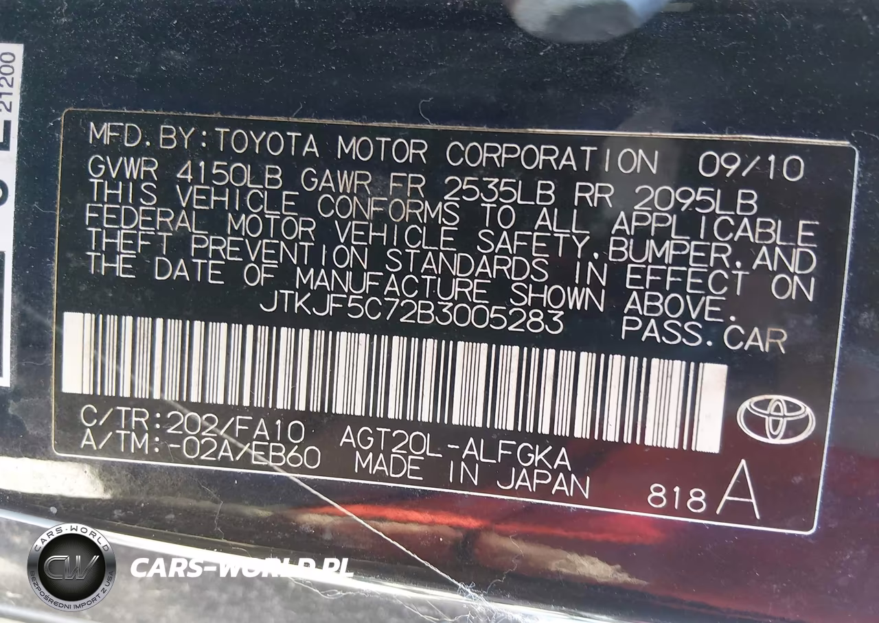 2011 Scion Tc VIN:JTKJF5C72B3005283 - 9
