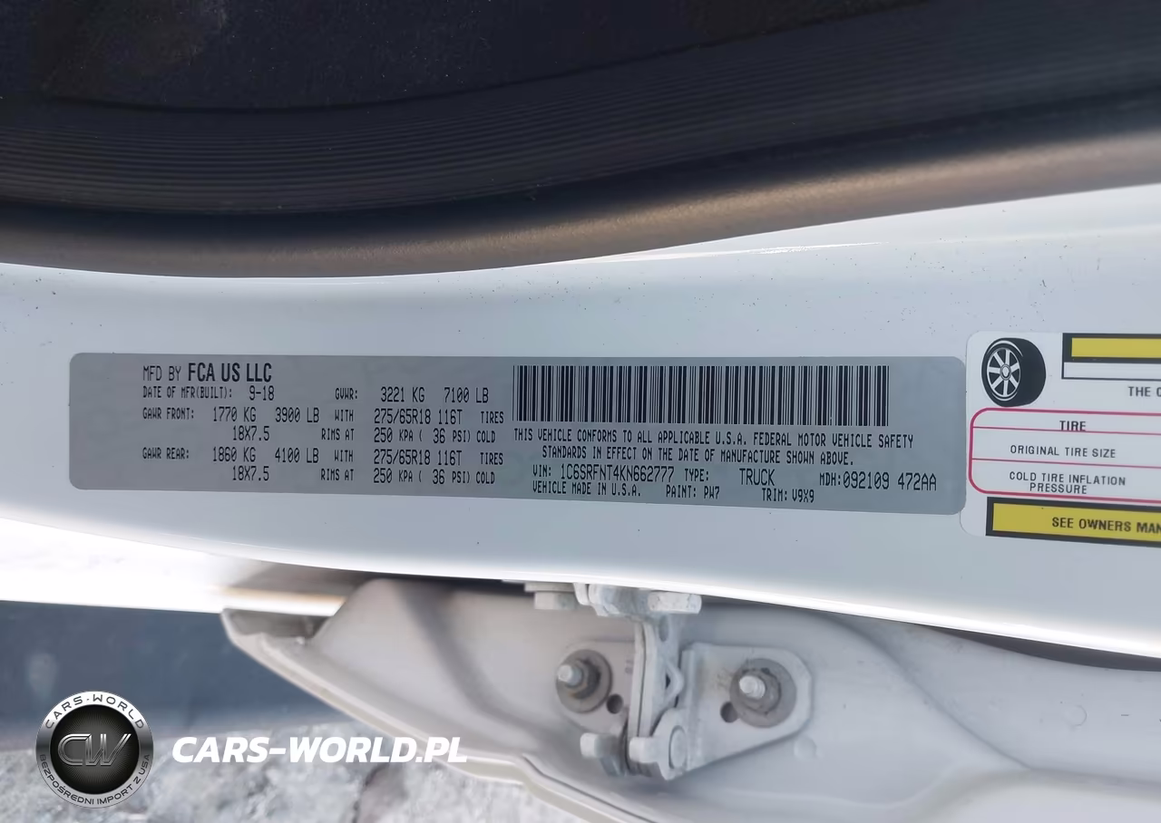2019 Ram 1500 Tradesman VIN:1C6SRFNT4KN662777 - 9