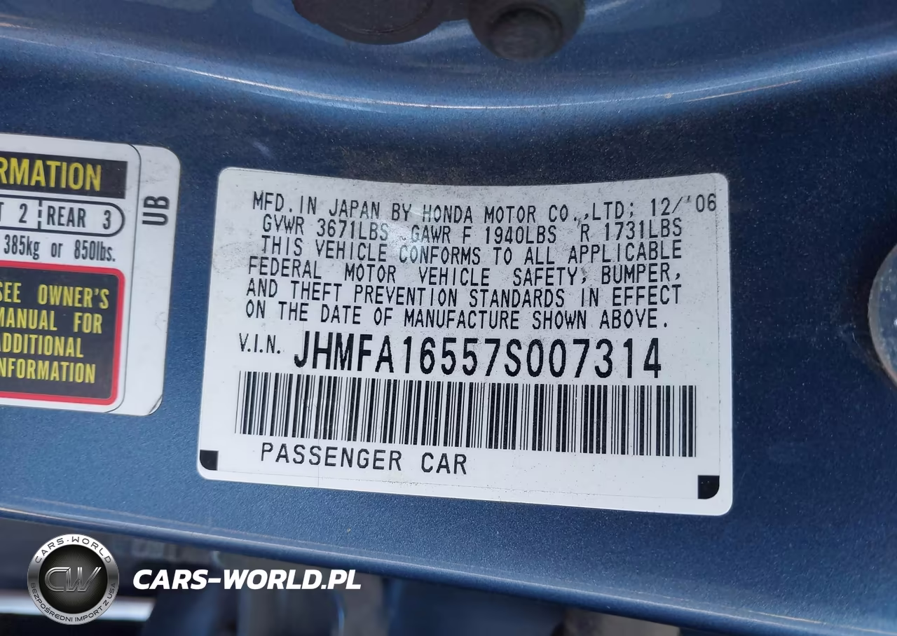 2007 Honda Civic Lx VIN:JHMFA16557S007314 - 9