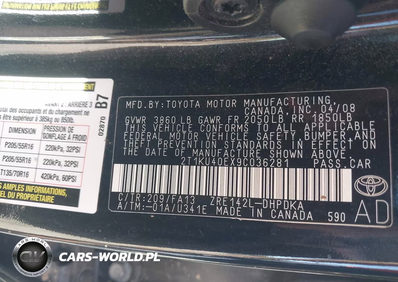 2009 Toyota Matrix VIN:2T1KU40EX9C036281 - 9