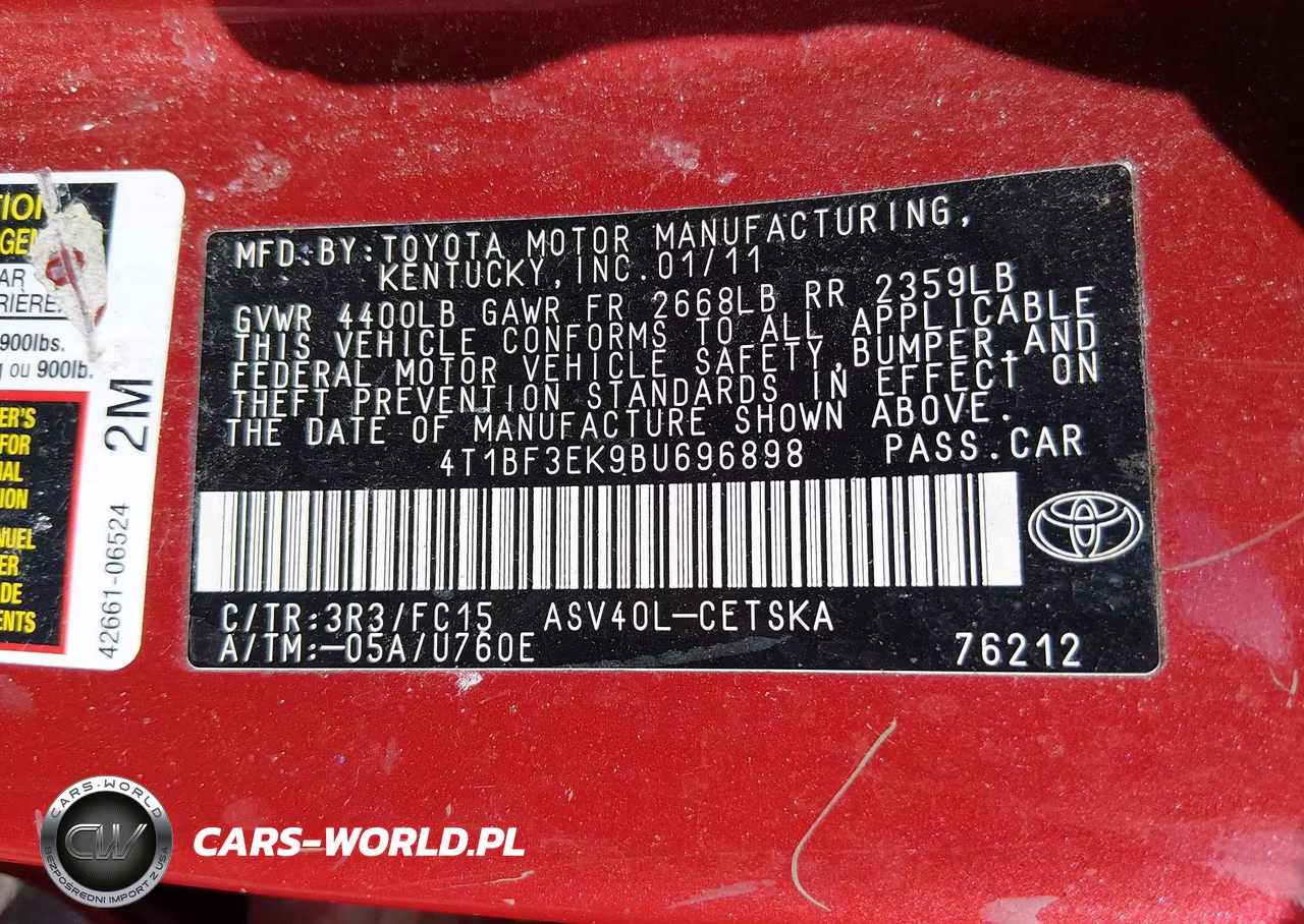 2011 Toyota Camry Se VIN:4T1BF3EK9BU696898 - 9