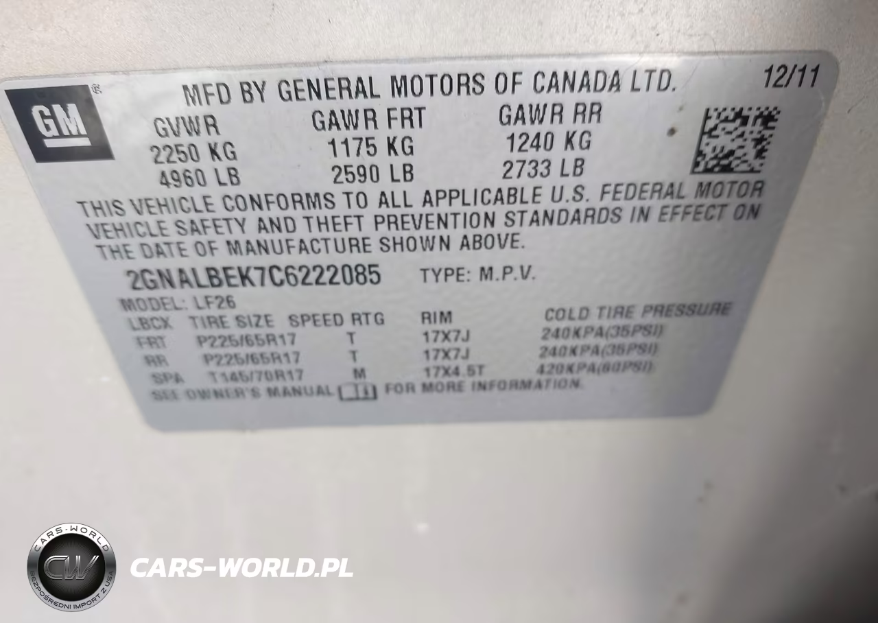 2012 Chevrolet Equinox Ls VIN:2GNALBEK7C6222085 - 9