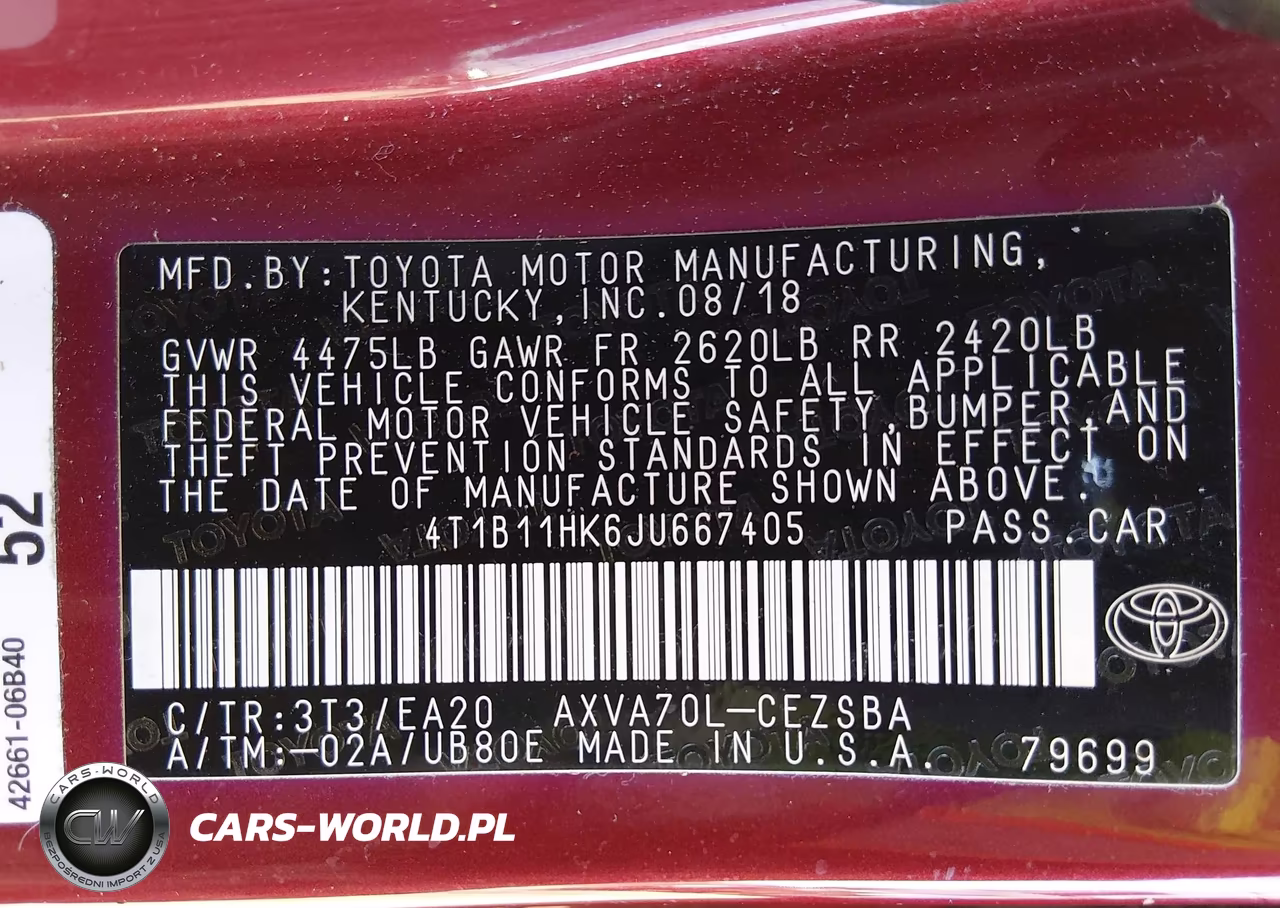 2018 Toyota Camry Se VIN:4T1B11HK6JU667405 - 9