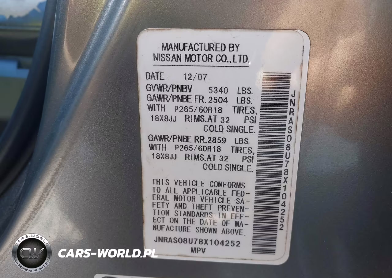 2008 Infiniti Fx35 VIN:JNRAS08U78X104252 - 9
