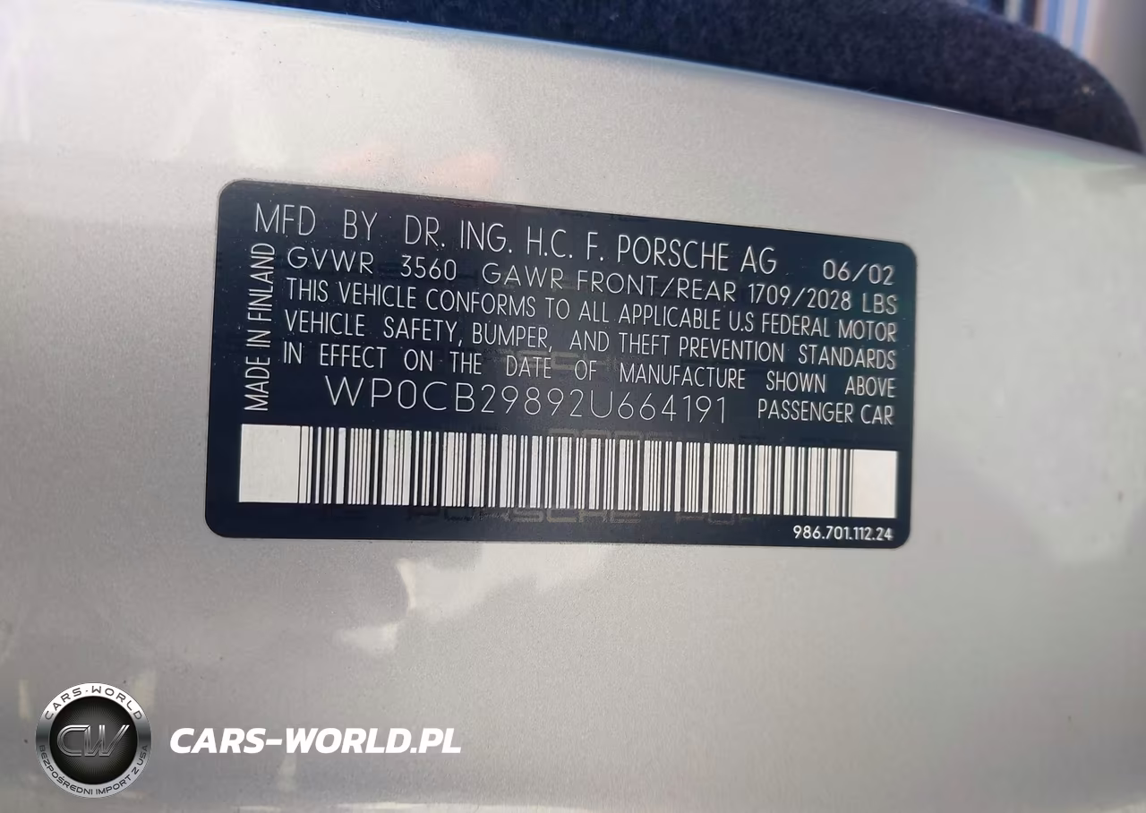 2002 Porsche Boxster S VIN:WP0CB29892U664191 - 9