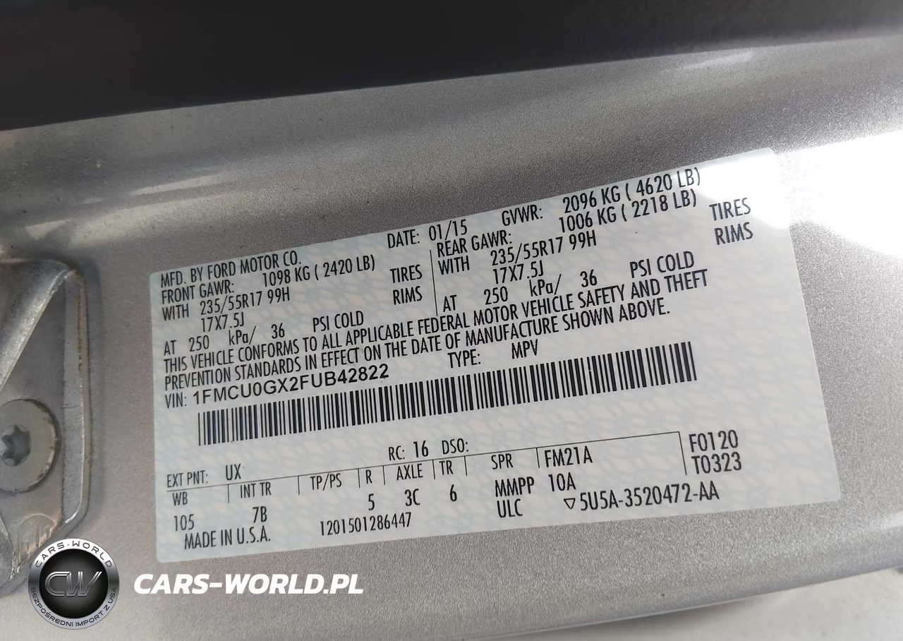 2015 Ford Escape Se VIN:1FMCU0GX2FUB42822 - 9