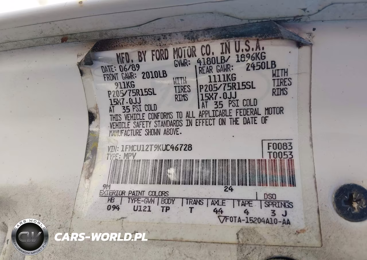 1989 Ford Bronco Ii VIN:1FMCU12T9KUC46728 - 9