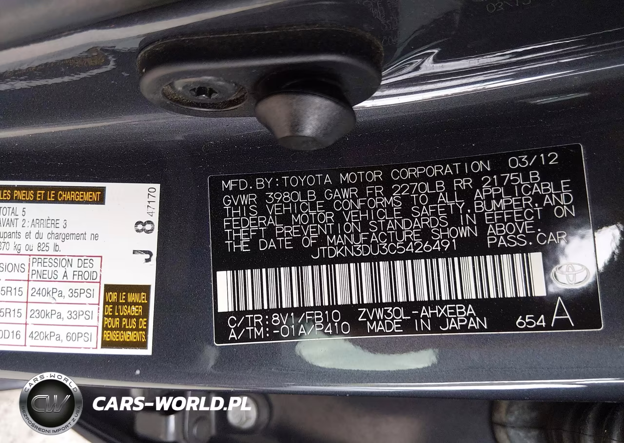 2012 Toyota Prius Three VIN:JTDKN3DU3C5426491 - 9