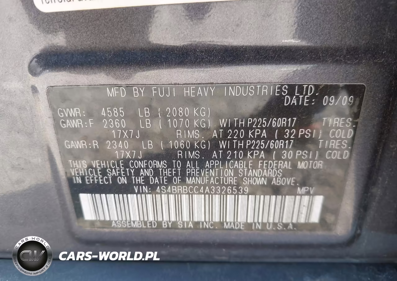 2010 Subaru Outback 2.5I Premium VIN:4S4BRBCC4A3326539 - 9