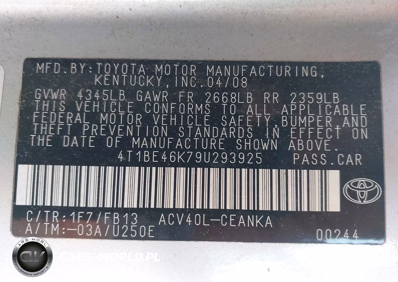 2009 Toyota Camry Le VIN:4T1BE46K79U293925 - 9