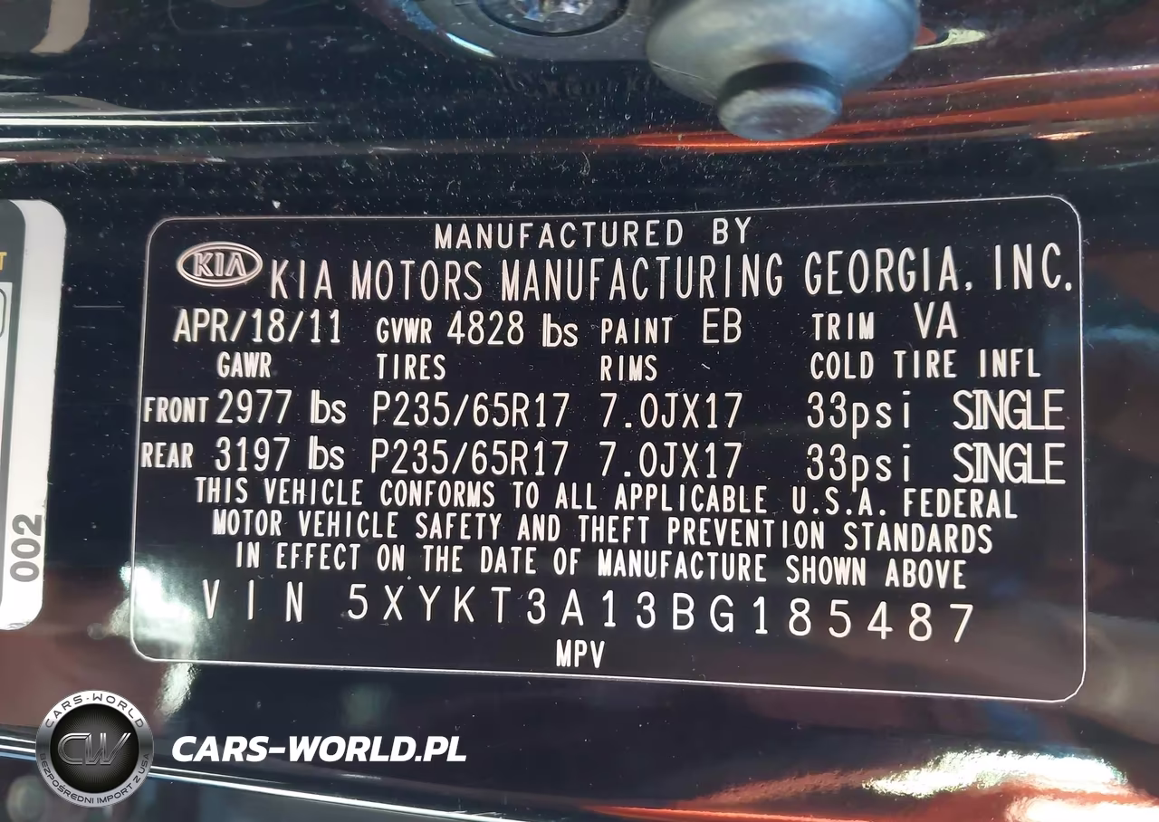 2011 Kia Sorento Lx VIN:5XYKT3A13BG185487 - 9