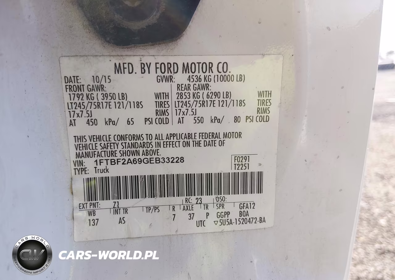 2016 Ford F-250 Xl VIN:1FTBF2A69GEB33228 - 9