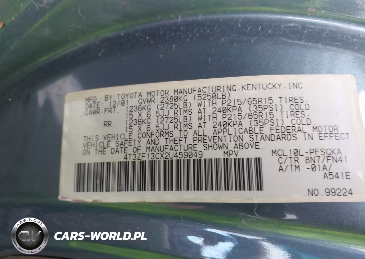 2002 Toyota Sienna Le VIN:4T3ZF13CX2U459049 - 12