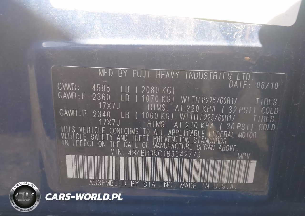 2011 Subaru Outback 2.5I Limited VIN:4S4BRBKC1B3342779 - 9