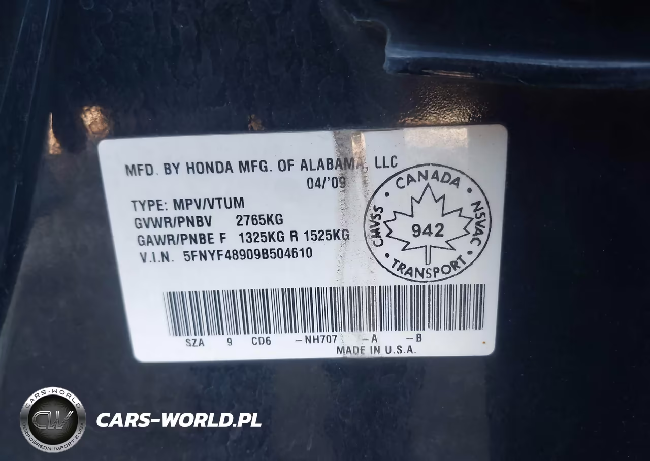 2009 Honda Pilot Touring VIN:5FNYF48909B504610 - 9