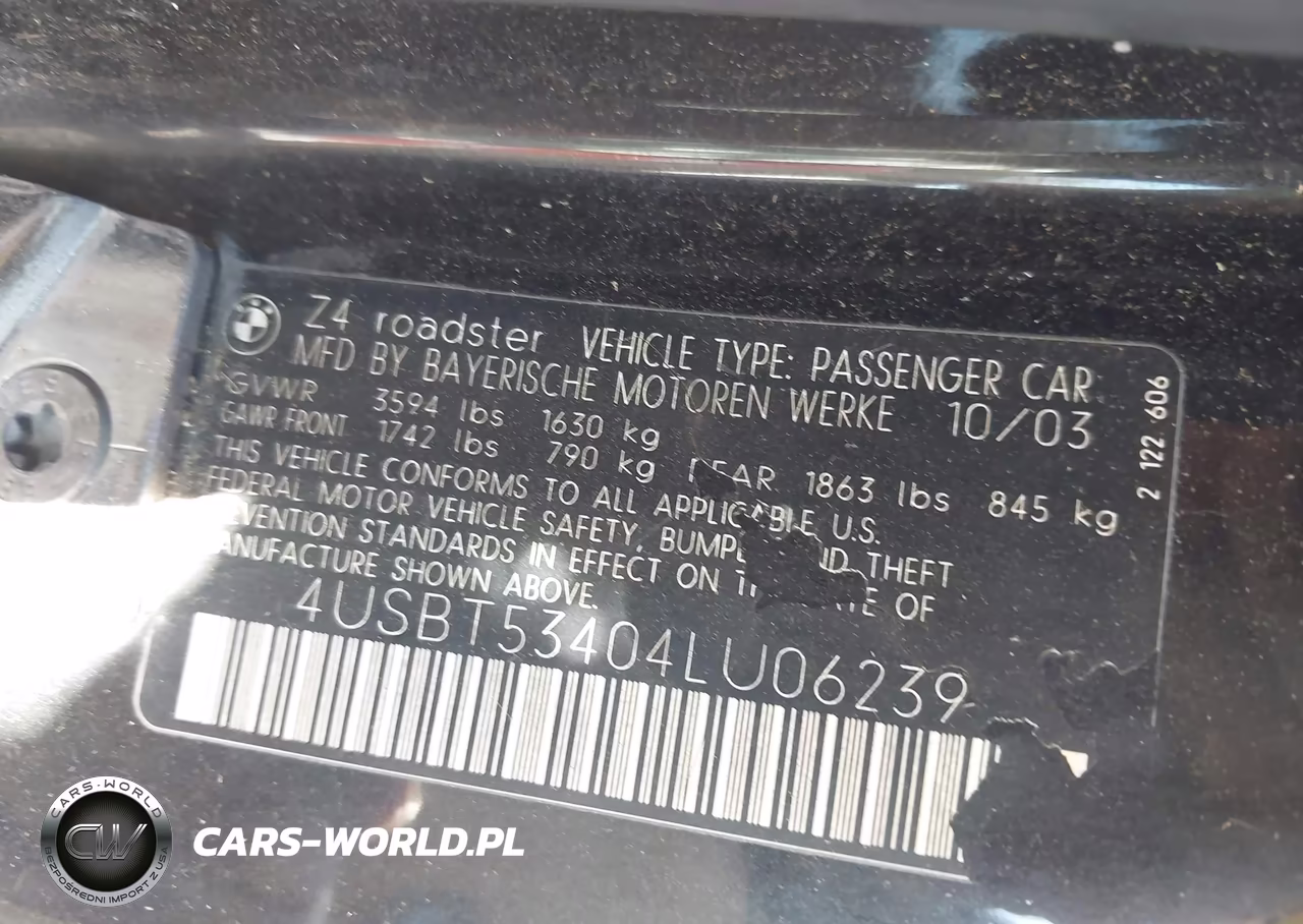 2004 BMW Z4 3.0I VIN:4USBT53404LU06239 - 9